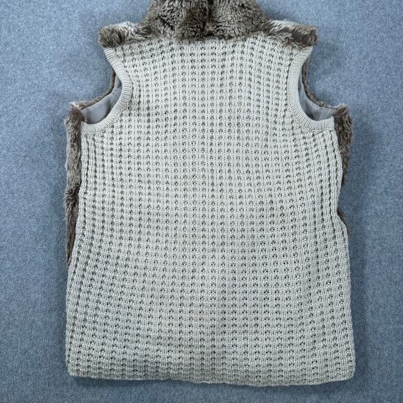 89th & Madison Faux Fur Knit Vest Women's Medium Beige Brown Sleeveless - Picture 7 of 8